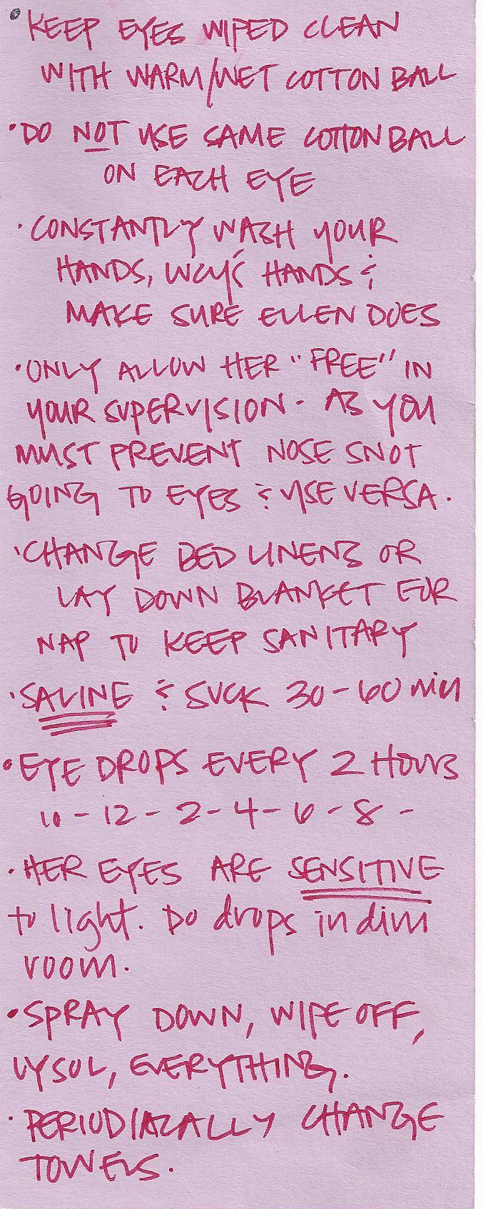 Instructions: Pink Eye in the House